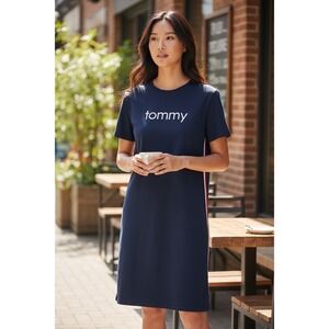 Tommy‎ Hilfiger Women Navy Blue Short Sleeve T Shirt Dress XL